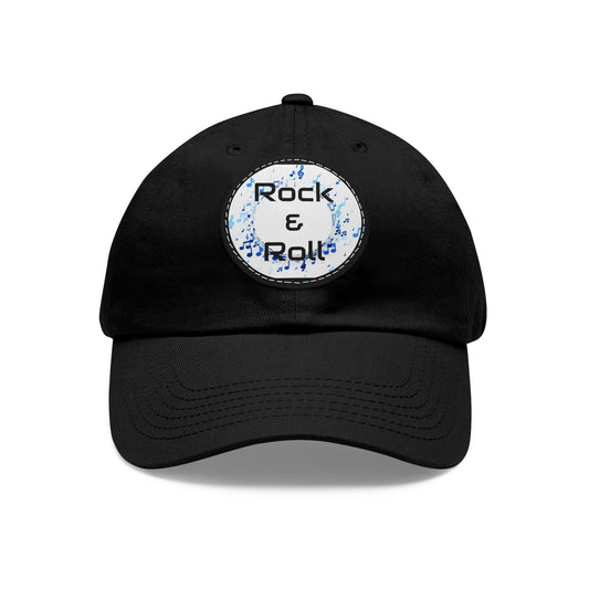 Rock and Roll Circular Music Notes - Dad Hat with Leather Patch