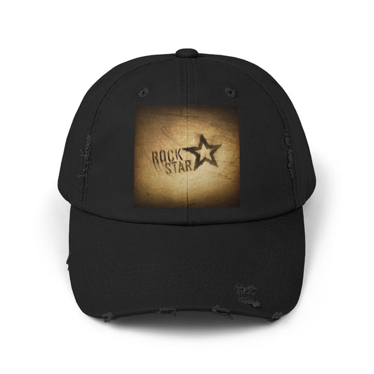 Rockstar with Star in Design - Unisex Distressed Cap