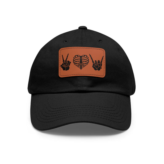 Peace, Love & Rock and Roll Dad Hat with Leather Patch