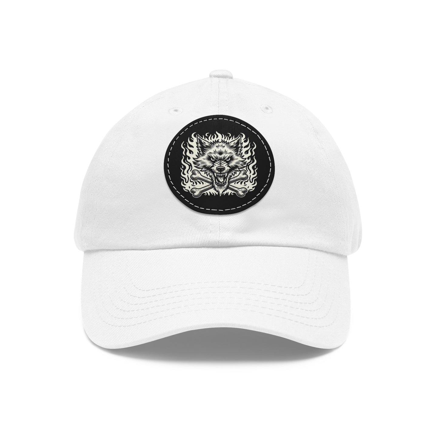 Blazing Mean Wolf with Crossbones - Dad Hat with Leather Patch